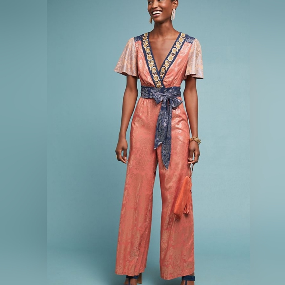 Anthropologie Akemi + Kin  Metallic Jumpsuit